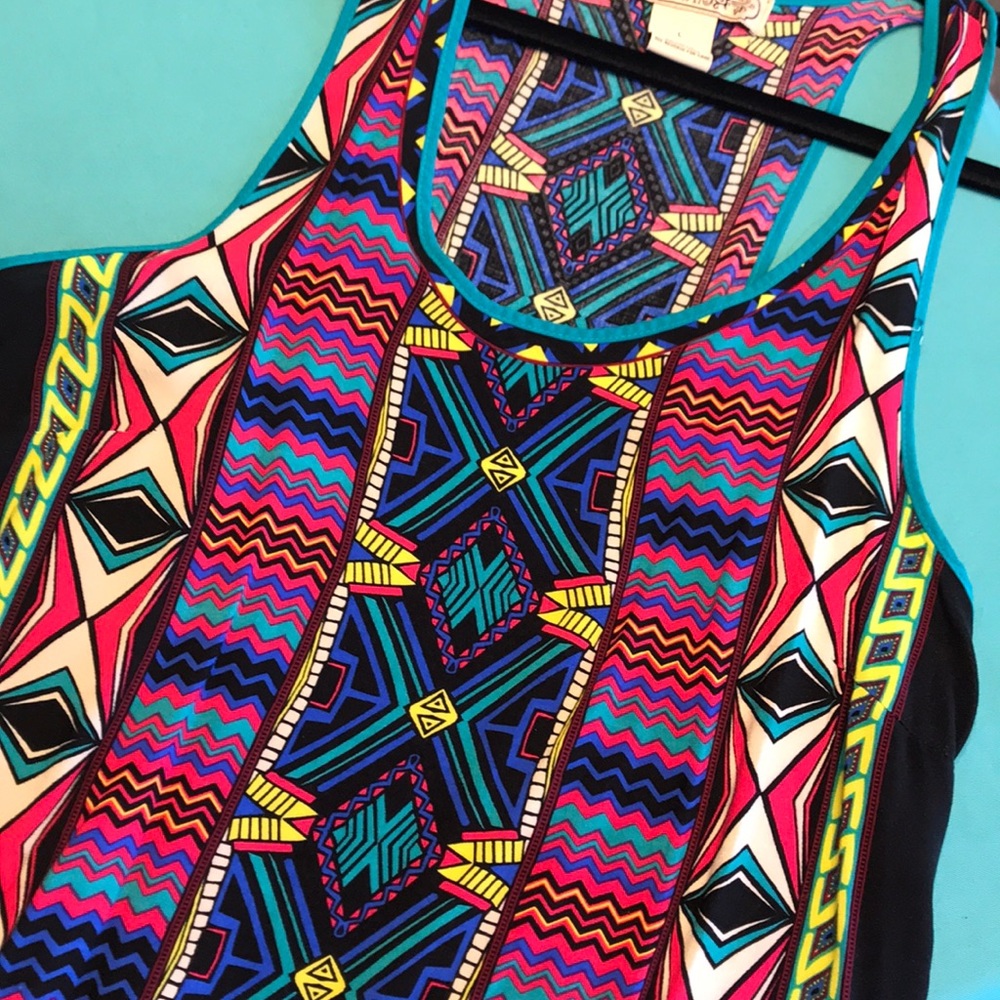 Multicolored Aztec print tank top